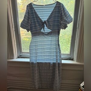 Urban Outfitters blue checked picnic midi dress